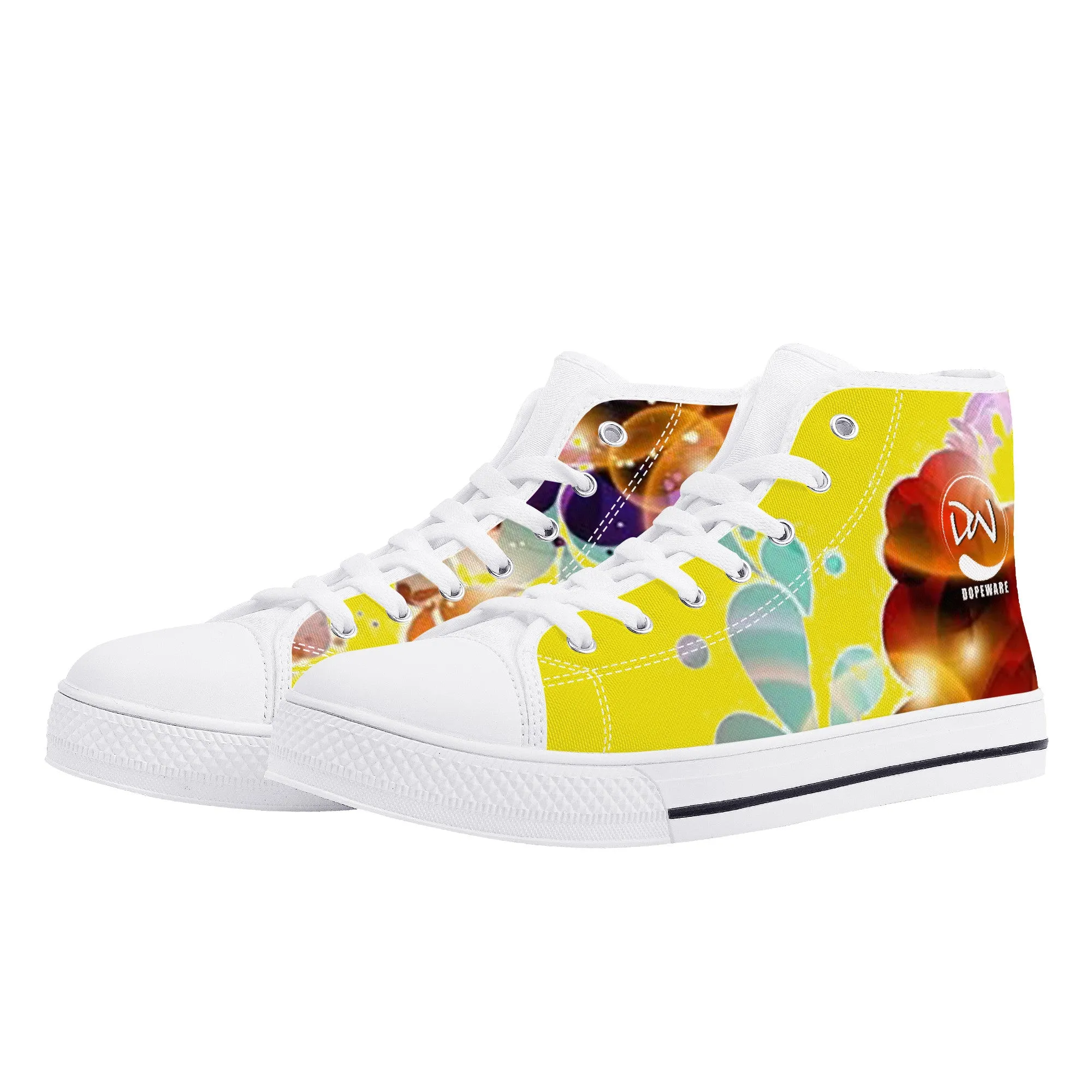 D25 High-Top Canvas Shoes - White  and flower design