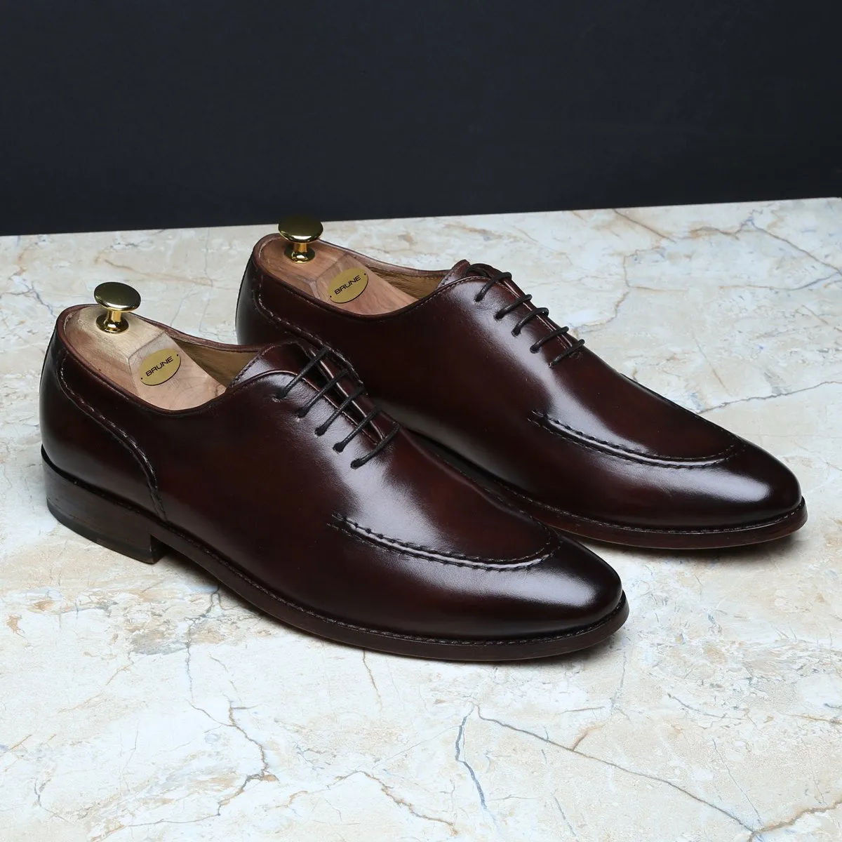 Dark Brown Sleek Look Oxford Lace-Up Shoe