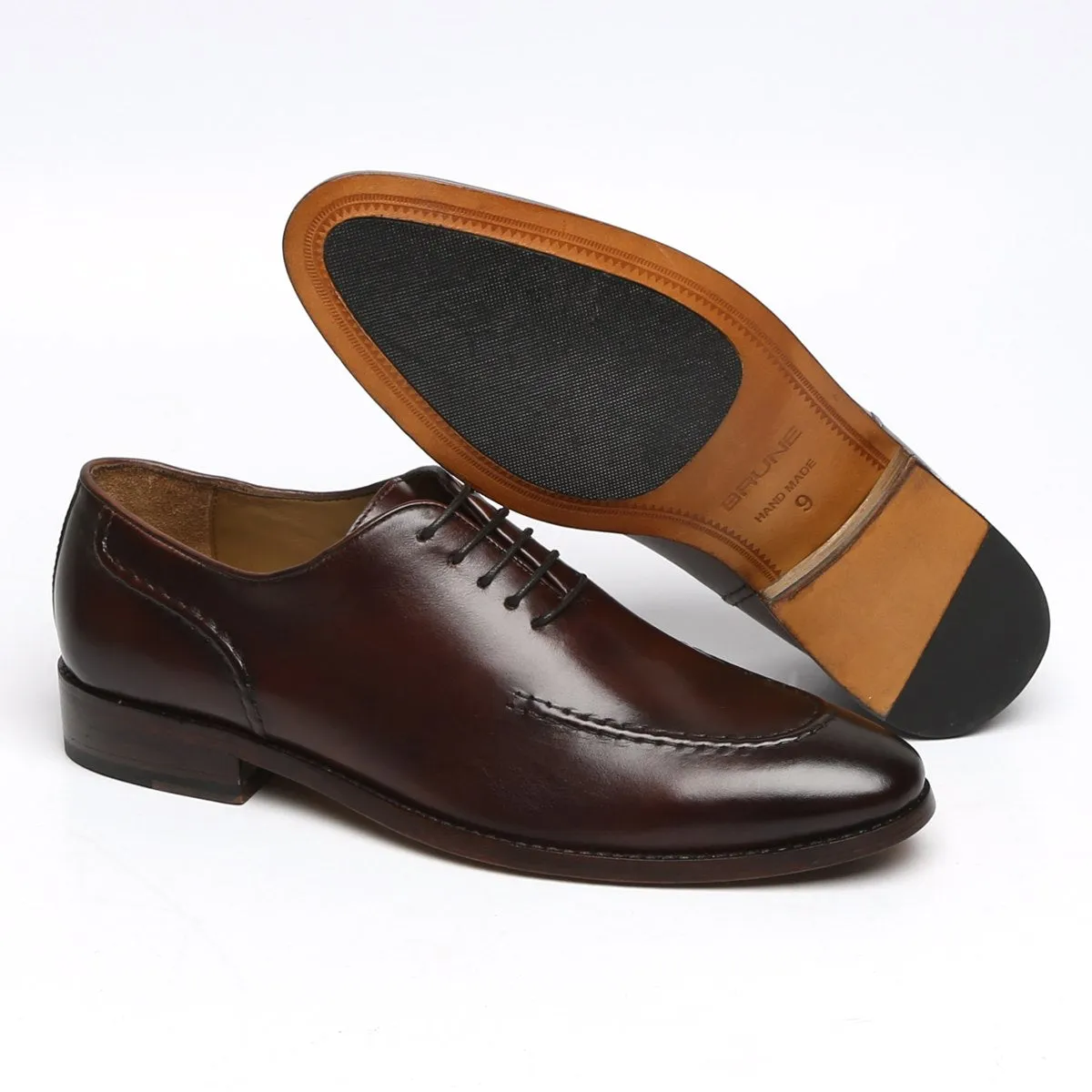 Dark Brown Sleek Look Oxford Lace-Up Shoe