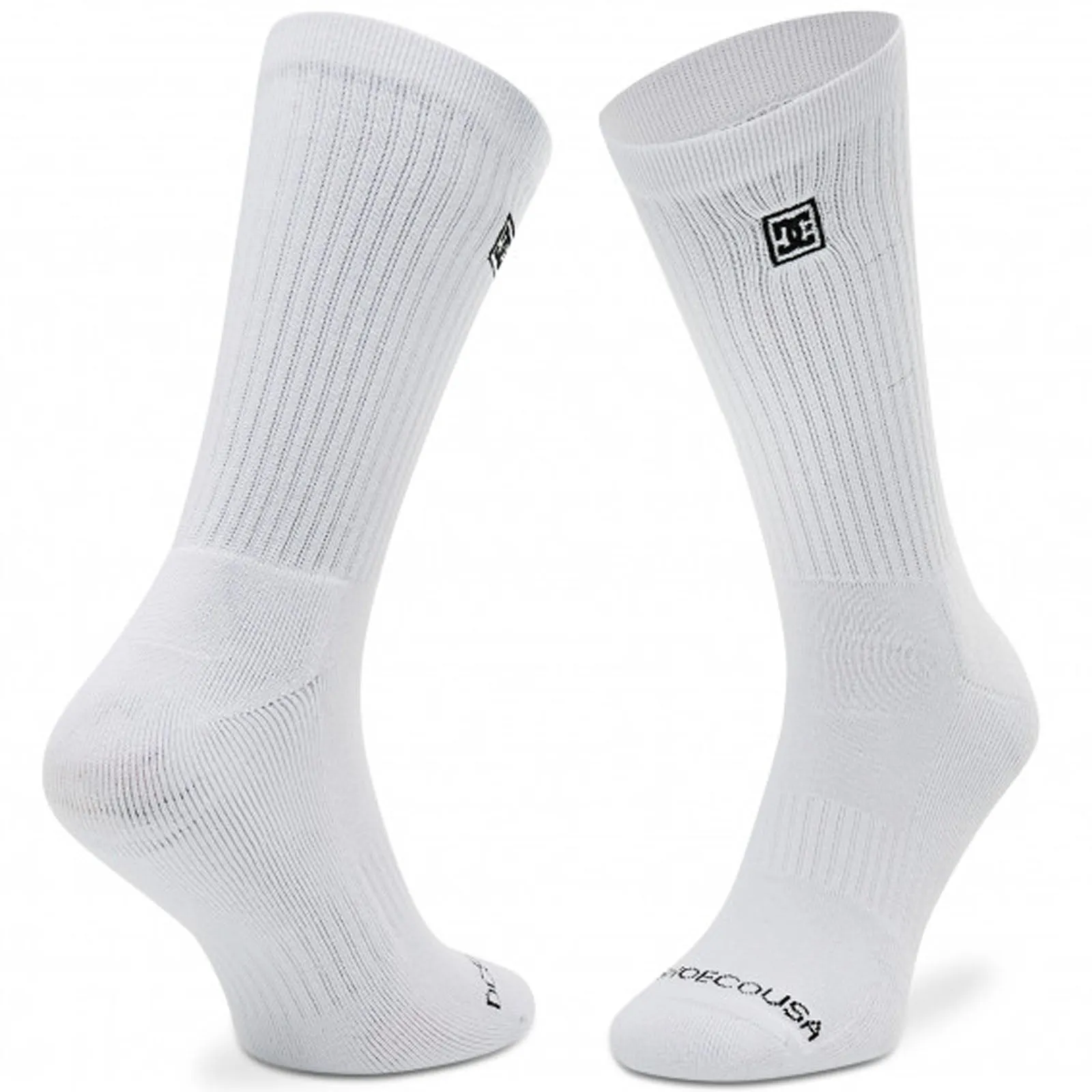 DC Shoes Mens 2 Pack Cotton Sports Cushioned Crew Socks - White