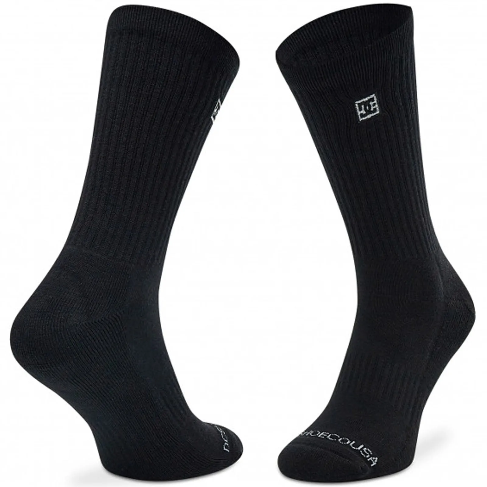 DC Shoes Mens 2 Pack Cotton Sports Cushioned Crew Socks - White