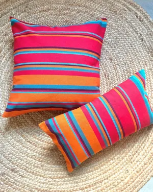 Eclectic Red Orange Striped Throw Pillow | TANGERINE