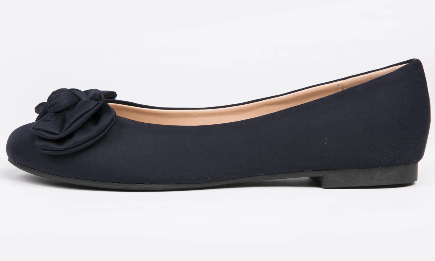 Feversole Women's Round Toe Cute Bow Trim Ballet Flats In Navy Color