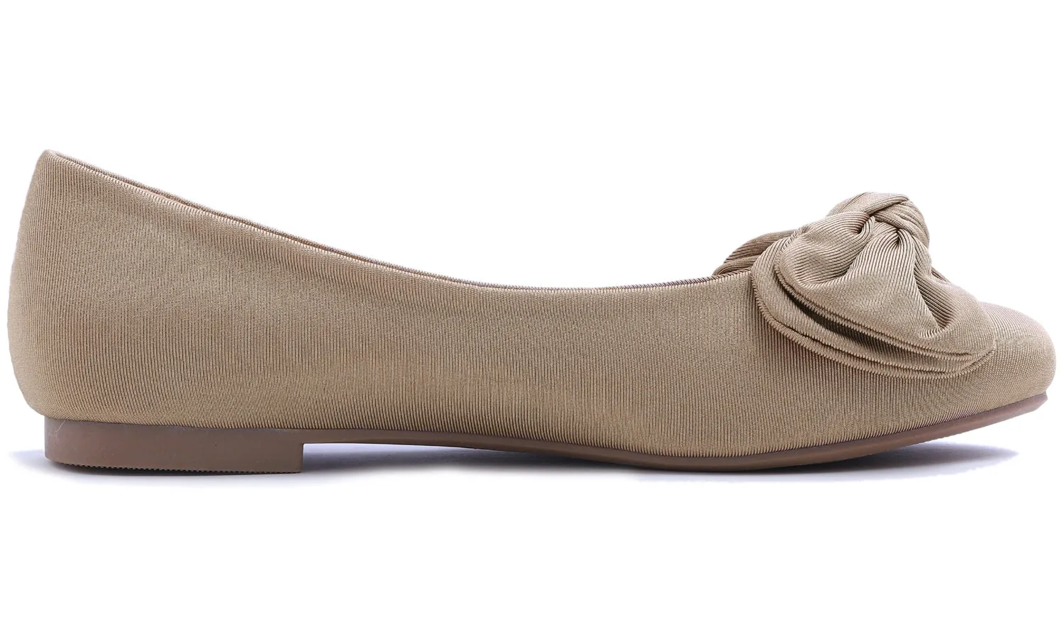 Feversole Women's Round Toe Cute Bow Trim Ballet Flats Taupe