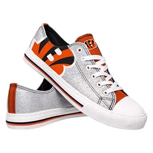 FOCO Cincinnati Bengals NFL Womens Glitter Low Top Canvas Shoes - 6