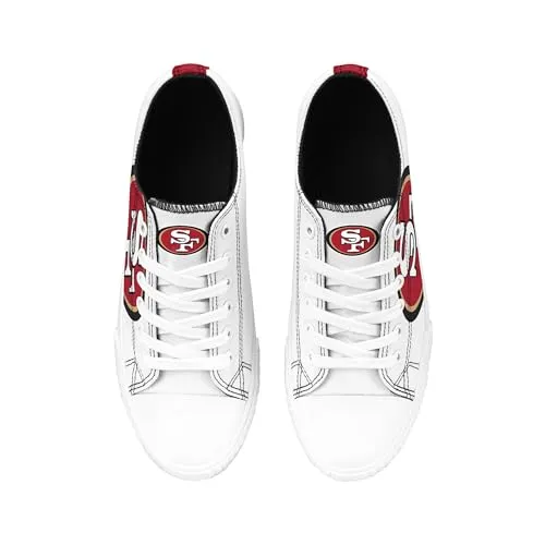 FOCO San Francisco 49ers NFL Womens Big Logo Low Top White Canvas Shoes - 10/XXL