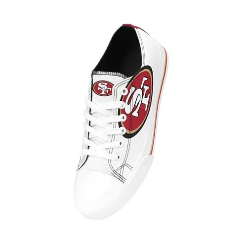 FOCO San Francisco 49ers NFL Womens Big Logo Low Top White Canvas Shoes - 10/XXL