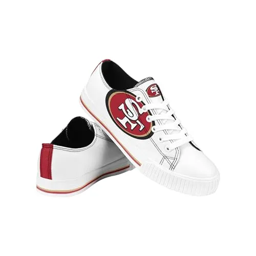 FOCO San Francisco 49ers NFL Womens Big Logo Low Top White Canvas Shoes - 10/XXL