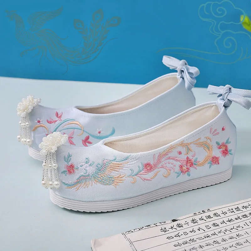 For Han Chinese Clothing Pearl Jacquard Antique Canvas Shoes