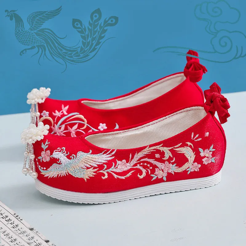 For Han Chinese Clothing Pearl Jacquard Antique Canvas Shoes