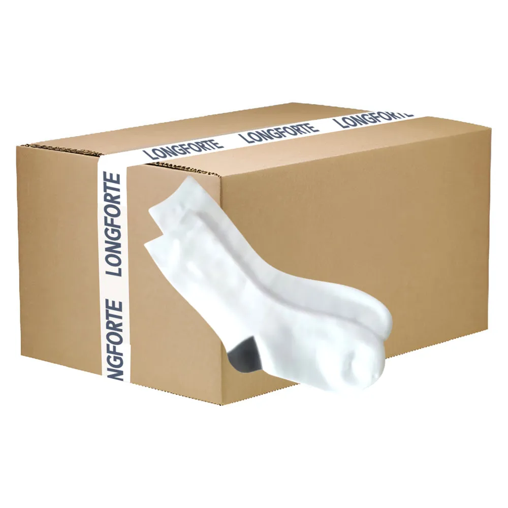 FULL CARTON - 144 Pairs x White Toe/ Black Heel - Women's Socks - 35cm