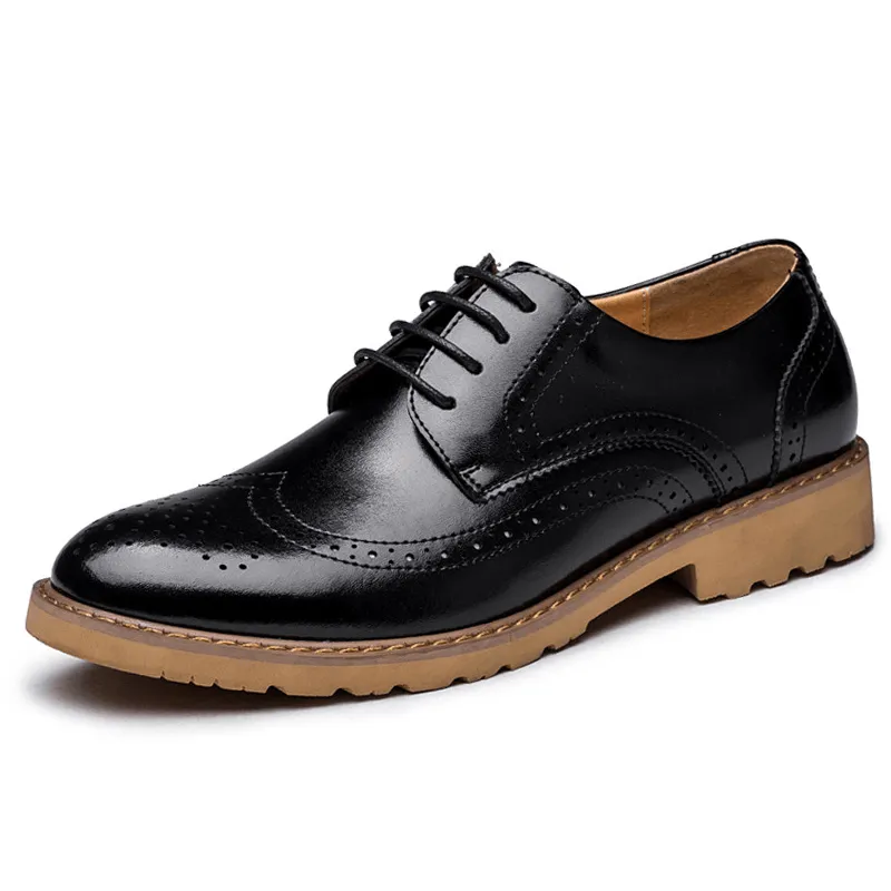 Genuine Leather Brogue Carved Business Casual Oxfords