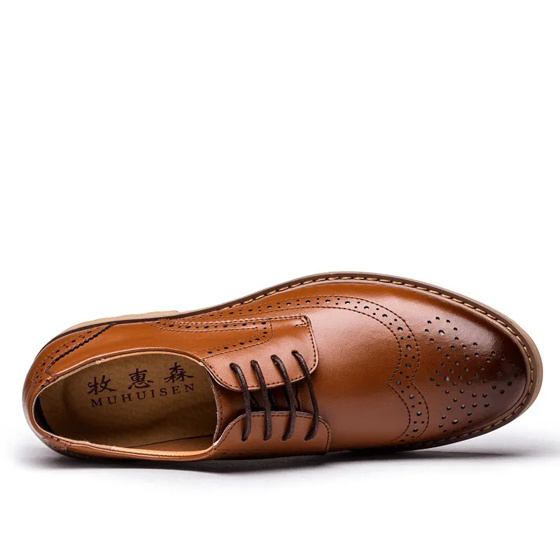 Genuine Leather Brogue Carved Business Casual Oxfords