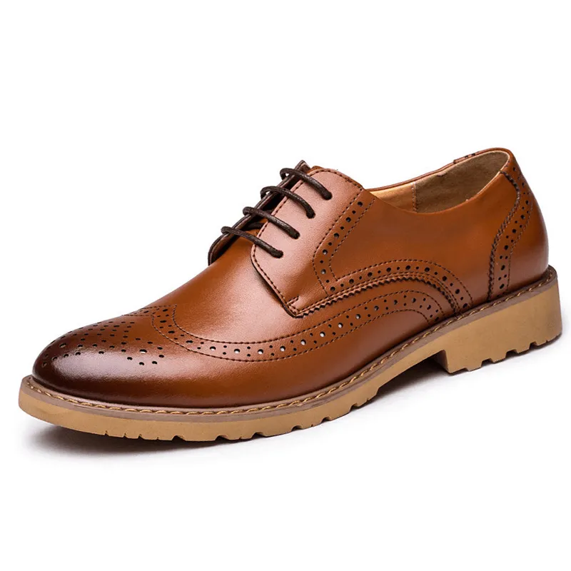 Genuine Leather Brogue Carved Business Casual Oxfords