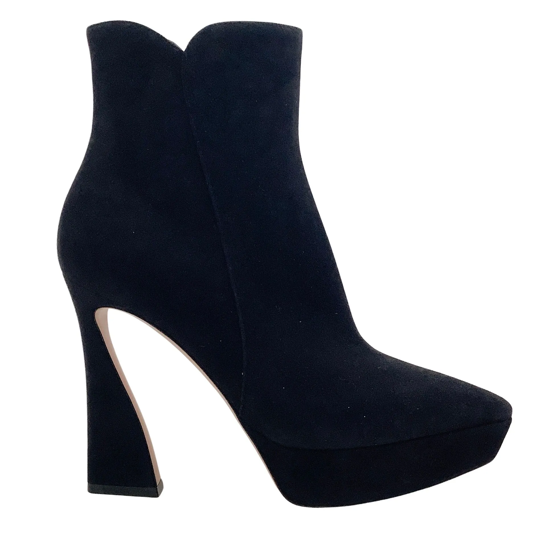 Gianvito Rossi Black Suede Vertigo Platform Booties