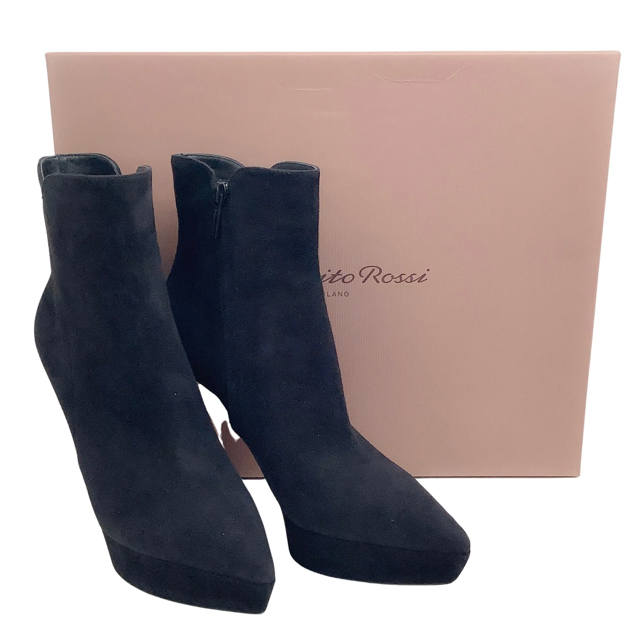 Gianvito Rossi Black Suede Vertigo Platform Booties