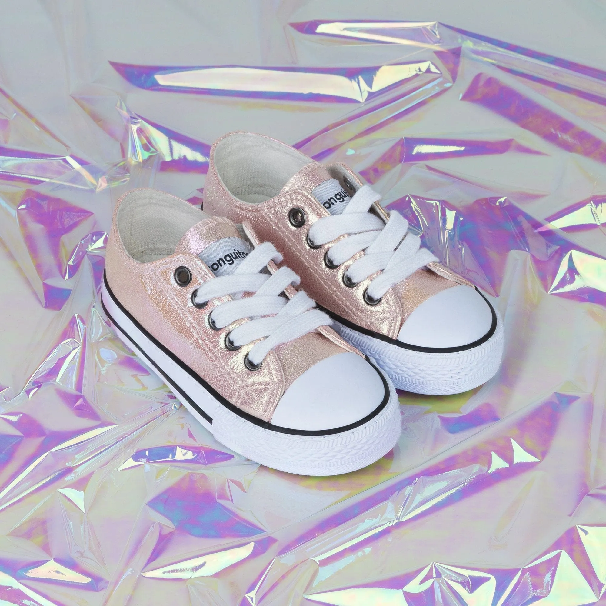 Girl's Pink Iridescent Sneakers