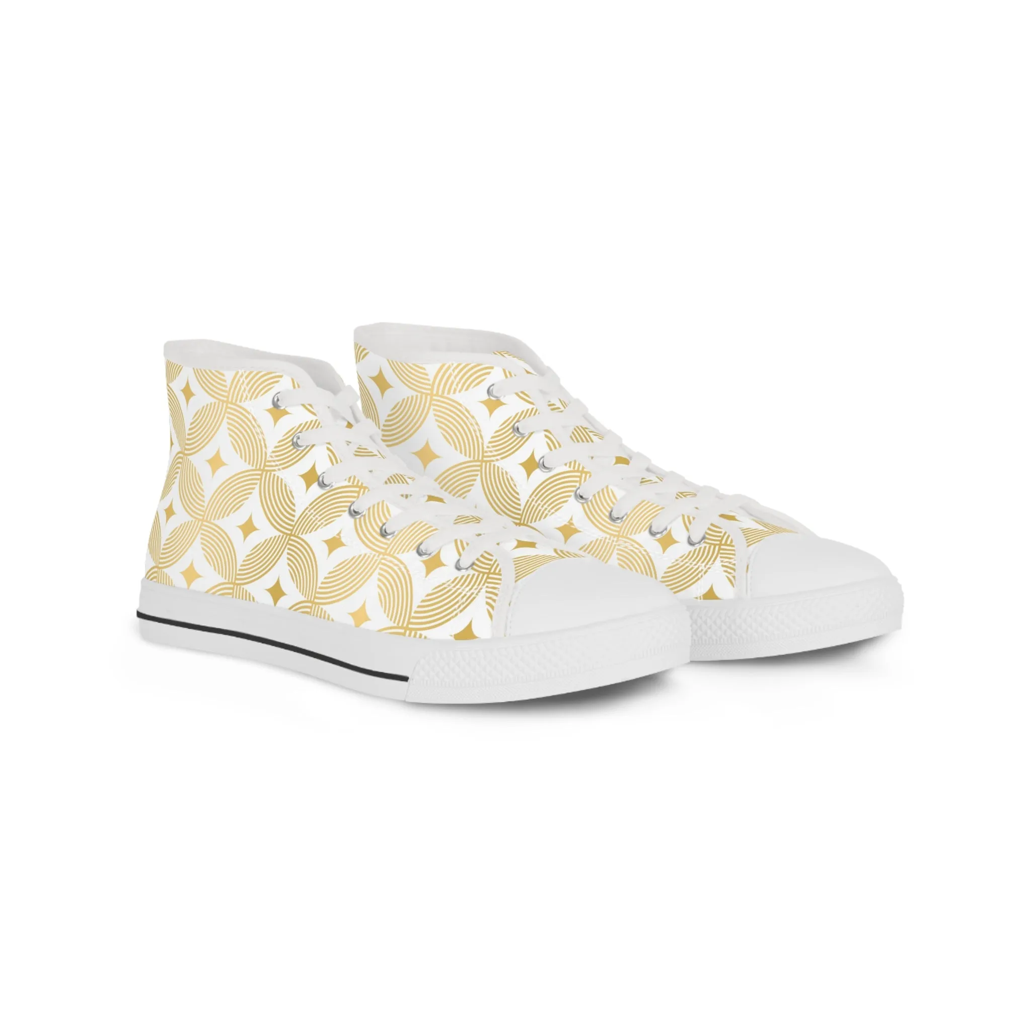 Golden Circles Geometric Pattern Men's High Top Sneakers