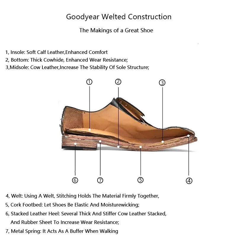 Goodyear Horse Leather Shoes For Women Buckle Loafers Leather Sole in Black/Brown/Coffee