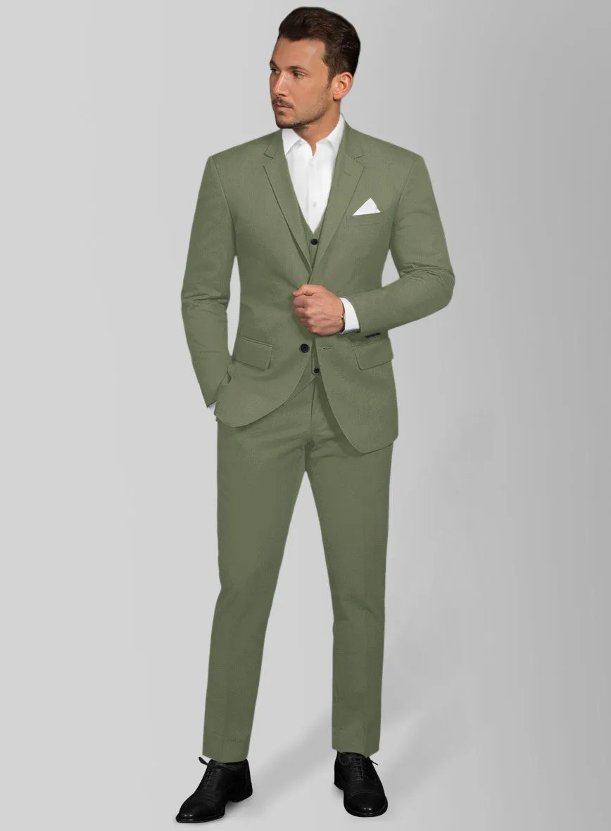 Green Feather Cotton Canvas Stretch Suit