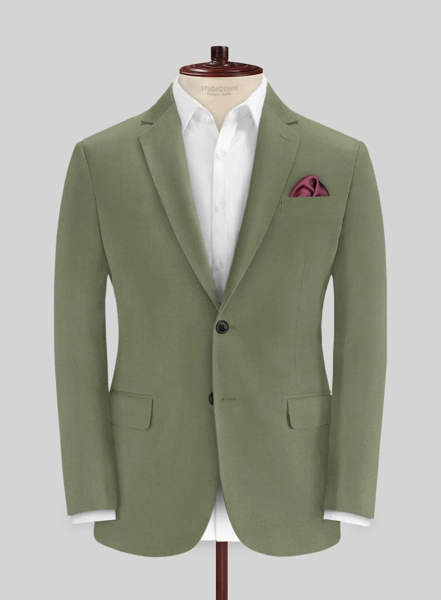 Green Feather Cotton Canvas Stretch Suit