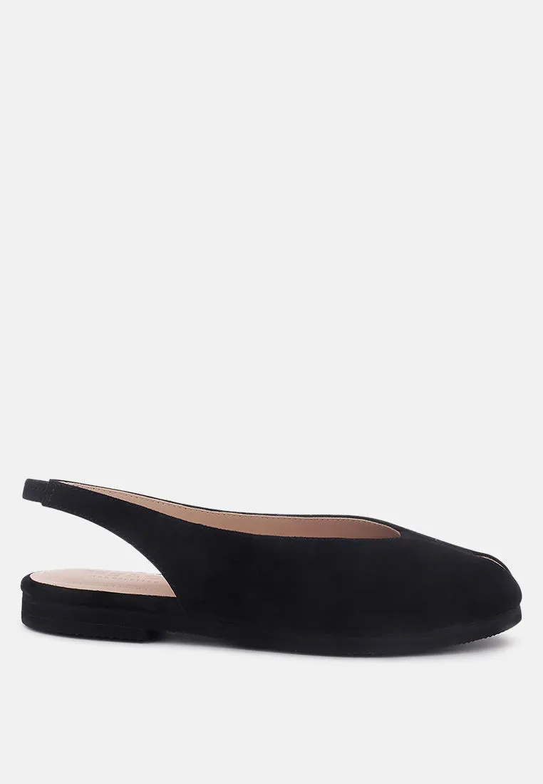 GRETCHEN Black Slingback Flat Sandals