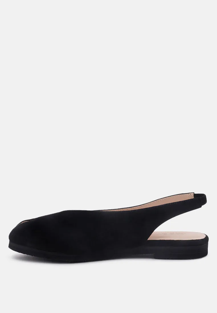 GRETCHEN Black Slingback Flat Sandals