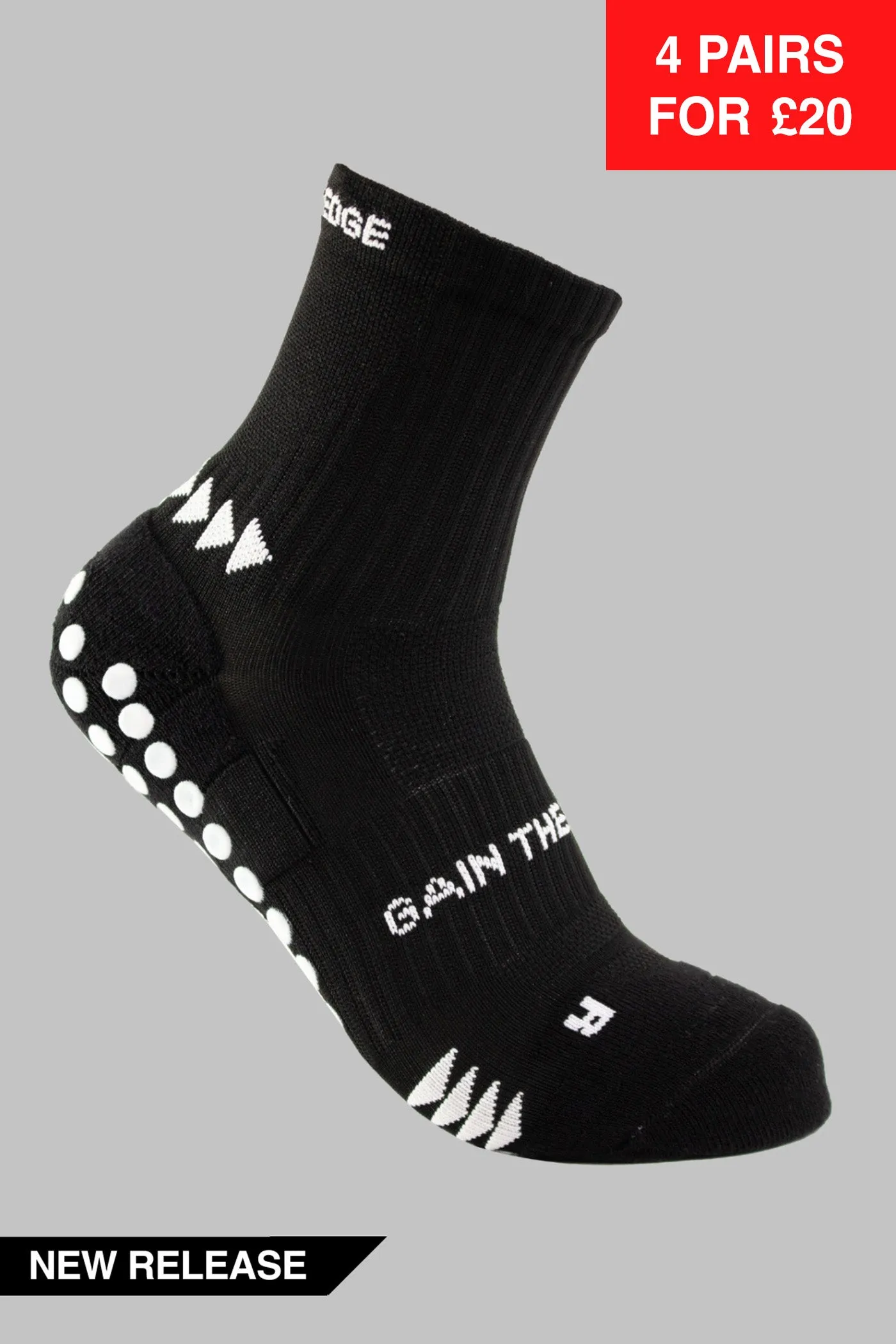 Grip Running Socks Quarter Length - Black