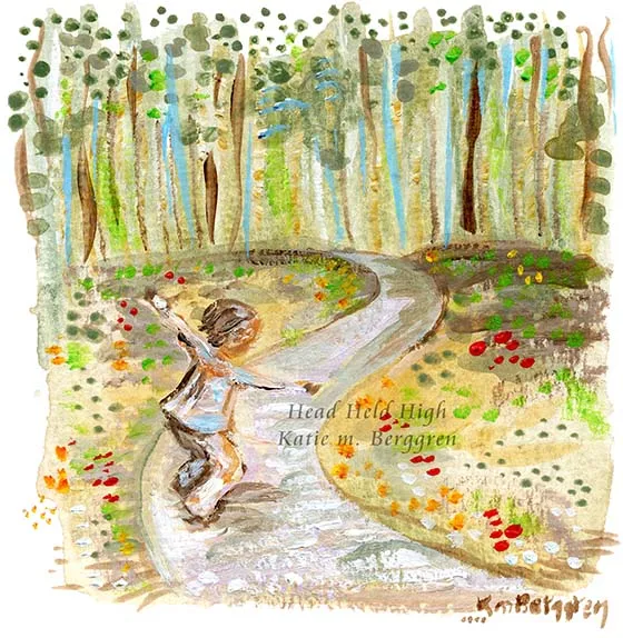 Head Held High - child running on path, freedom art print