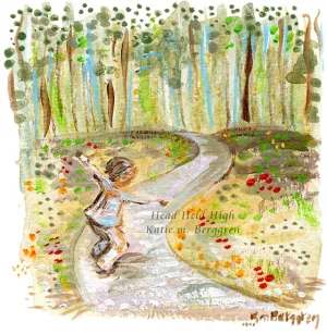 Head Held High - child running on path, freedom art print