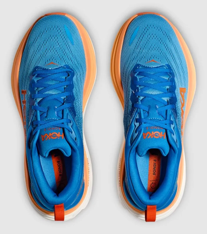 Hoka Mens Bondi 8 (D) Running Shoe - Coastal Sky/Vibrant Orange