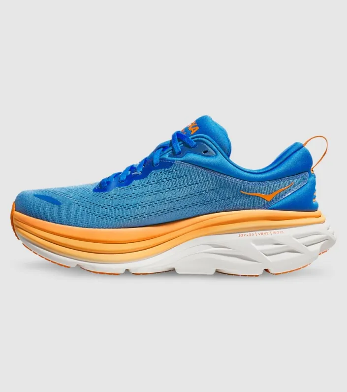 Hoka Mens Bondi 8 (D) Running Shoe - Coastal Sky/Vibrant Orange