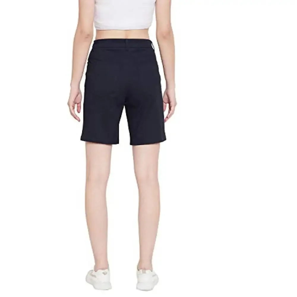 HYPERNATION Navy Blue Cotton Women's Shorts