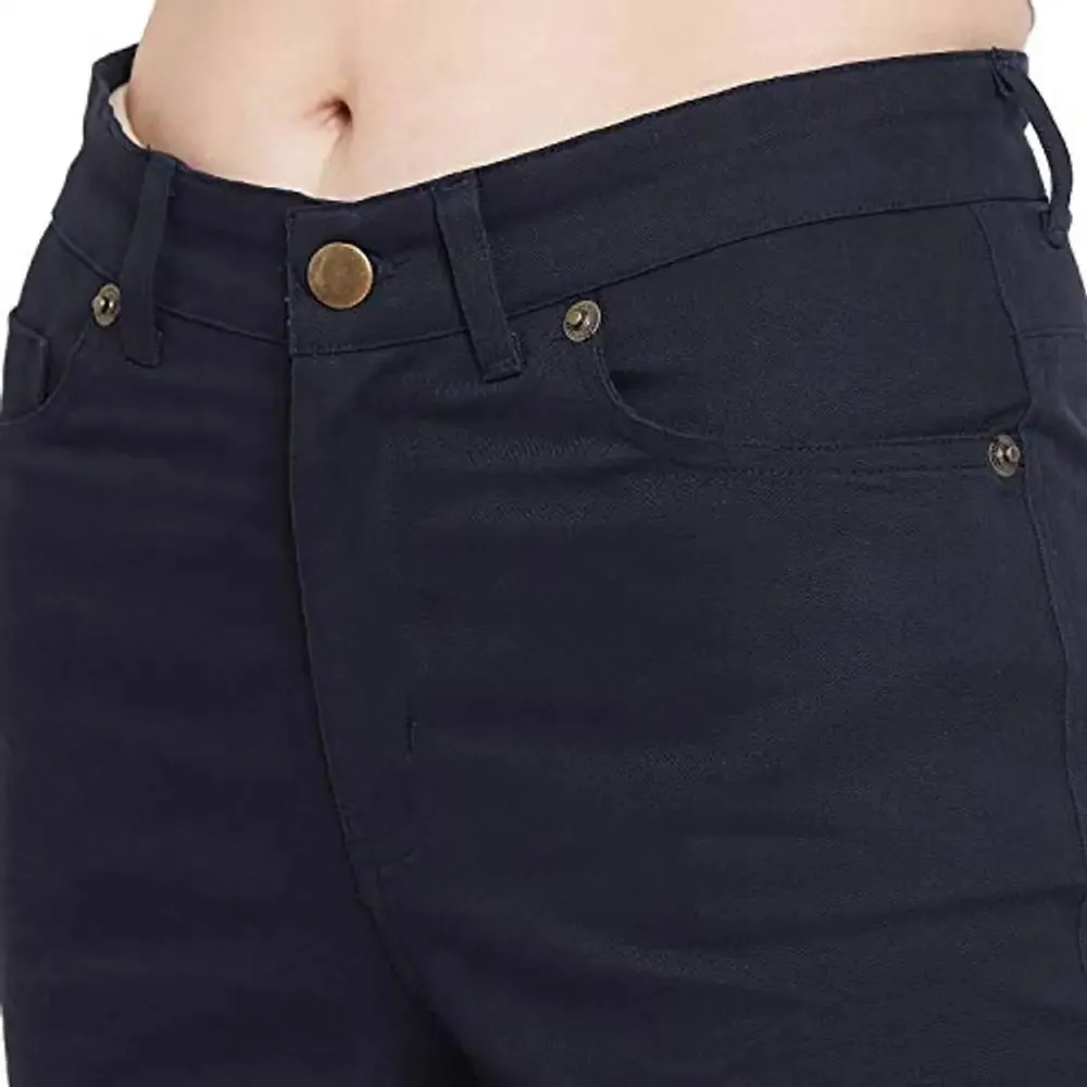 HYPERNATION Navy Blue Cotton Women's Shorts