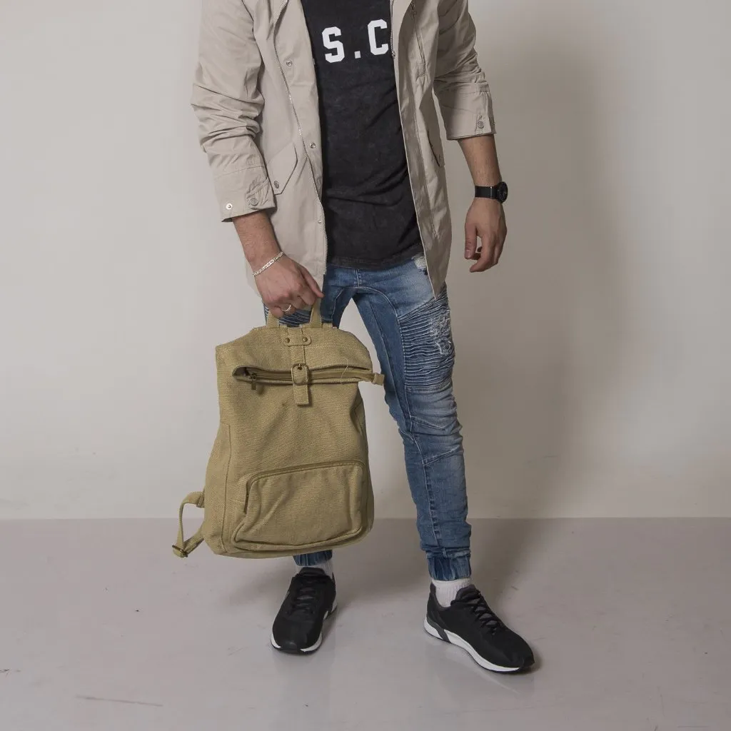 IDAHO - Khaki Canvas Mens Backpack Bag