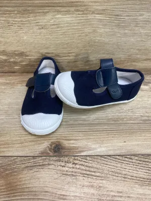 Jacadi Paris Girls Navy Blue Canvas Shoes sz 7c