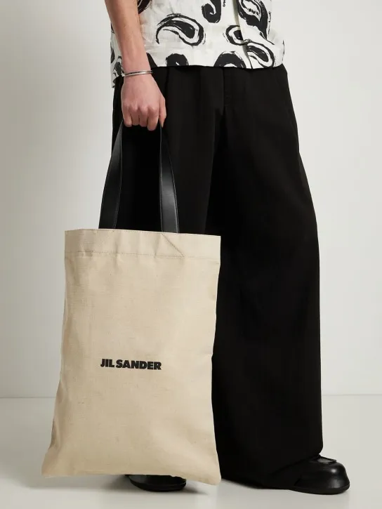 Jil Sander   Linen &amp; canvas logo tote bag 