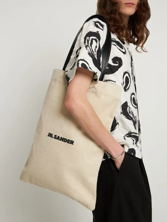 Jil Sander   Linen &amp; canvas logo tote bag 