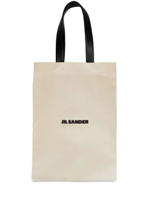 Jil Sander   Linen &amp; canvas logo tote bag 