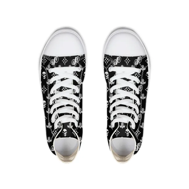 JPMonogram White on Black | hightop canvas shoes