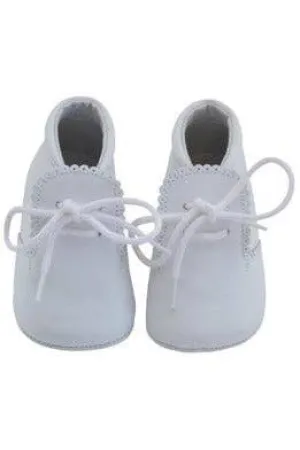 Julius Berger & Carriage Boutique - Baby Boys Leather Soft Sole Shoes w/ Laces - White Leather