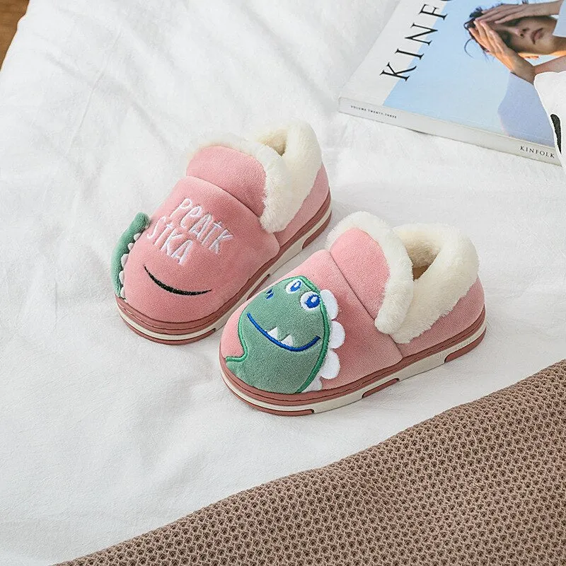 Kids Girls Winter Slippers Boys Cartoon  Cotton Home Slippers Children's Plush Indoor Warm Shoes Flip Flop  SWB011