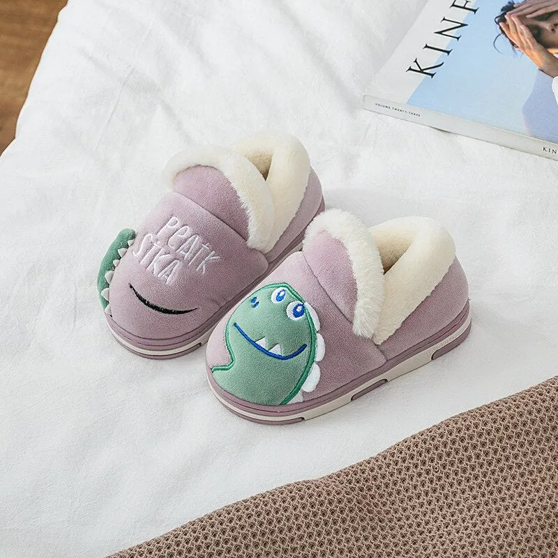 Kids Girls Winter Slippers Boys Cartoon  Cotton Home Slippers Children's Plush Indoor Warm Shoes Flip Flop  SWB011