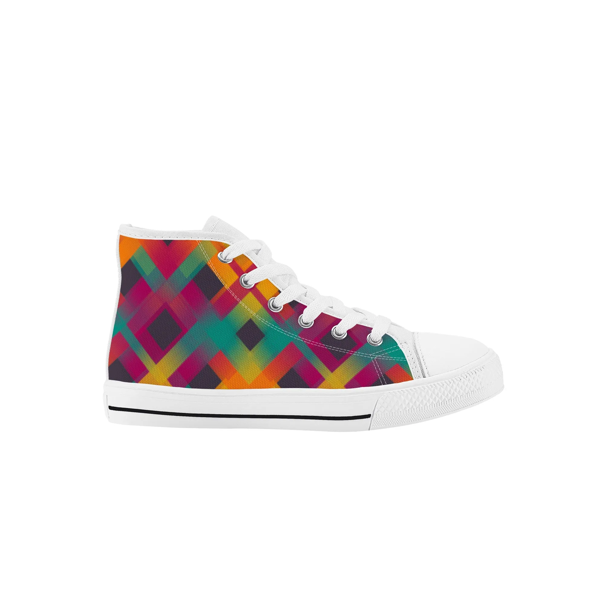 Kids High Top Sneakers - Orange/Turquoise