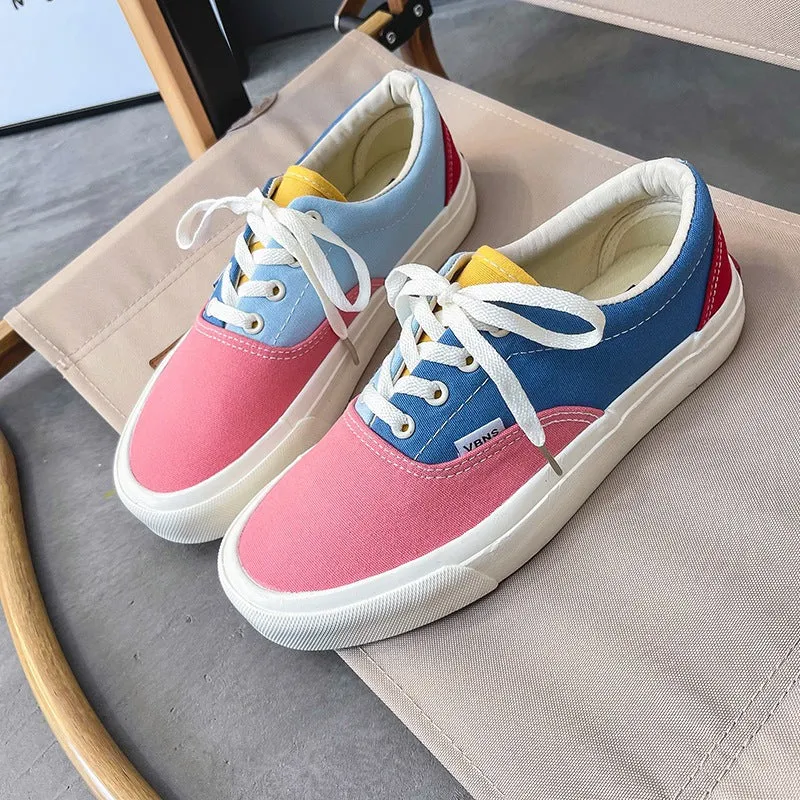 Korean Style Color Matching Stitching Female Cute Canvas Shoes