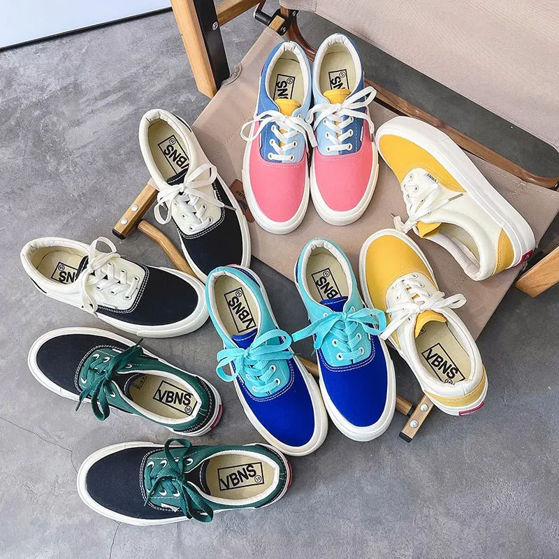 Korean Style Color Matching Stitching Female Cute Canvas Shoes