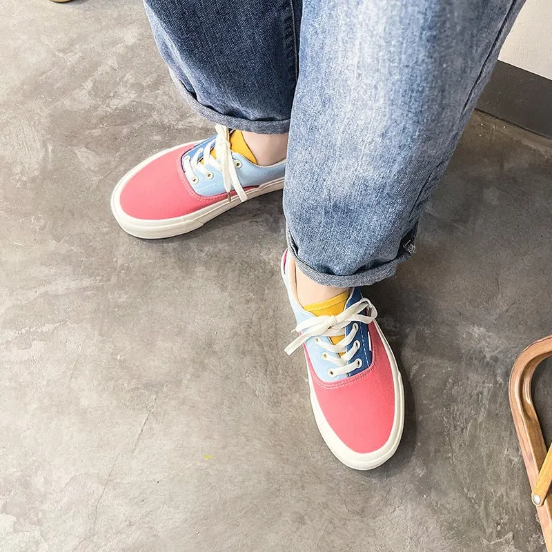 Korean Style Color Matching Stitching Female Cute Canvas Shoes