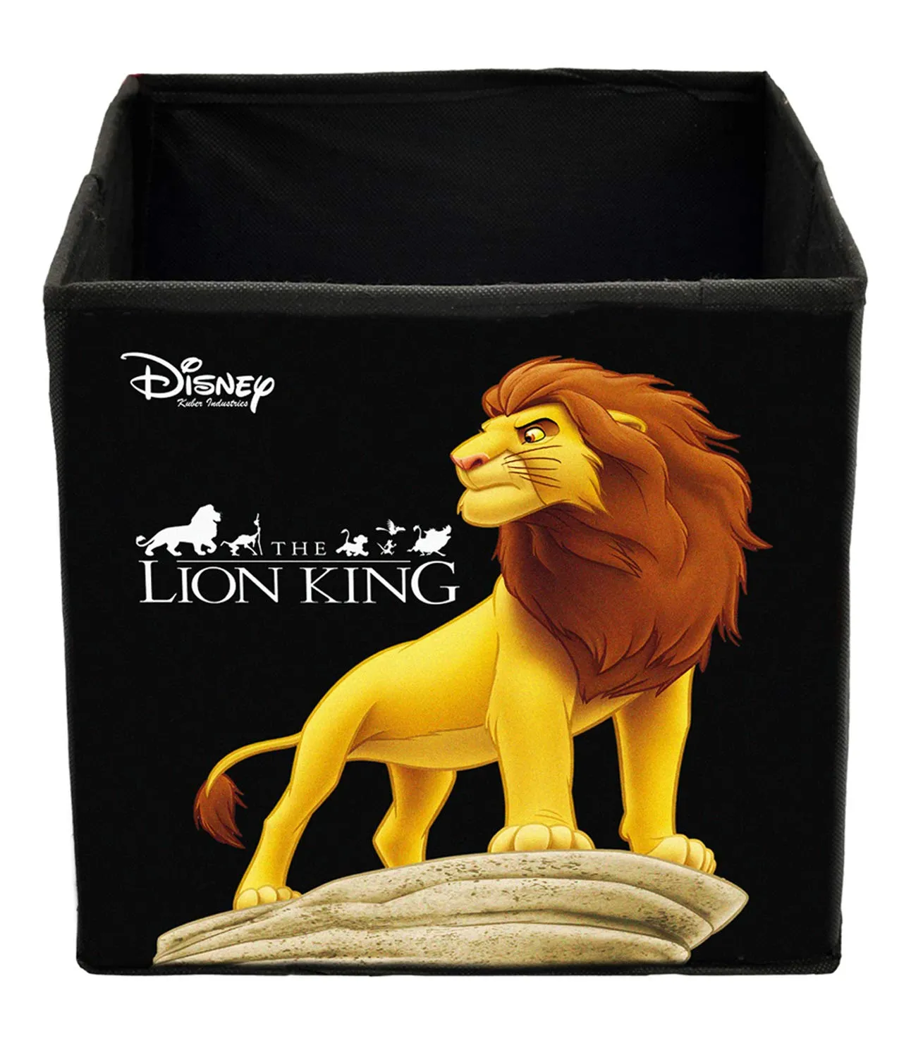 Kuber Industries Disney Lion King Print Non Woven Fabric 4 Pieces Foldable Large Size Storage Cube Toy, Books, Shoes Storage Box with Handle (Black)-KUBMART10765, Pack of 4