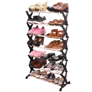 LE PRA X Shape Unbreakable Shoe rack, Easy to assemble & move, Multipurpose portable home Organization shoe rack (Black)