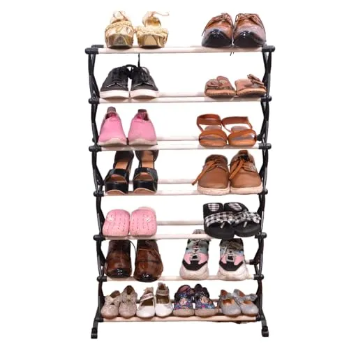 LE PRA X Shape Unbreakable Shoe rack, Easy to assemble & move, Multipurpose portable home Organization shoe rack (Black)